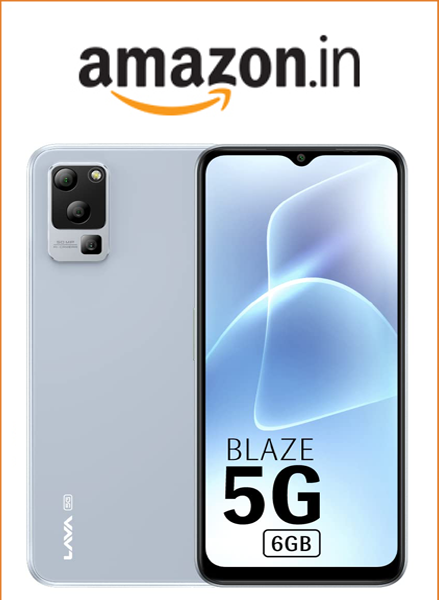 Lava Blaze 5G (Glass Blue, 6GB RAM, UFS 2.2 128GB Storage) | 5G Ready | 50MP AI